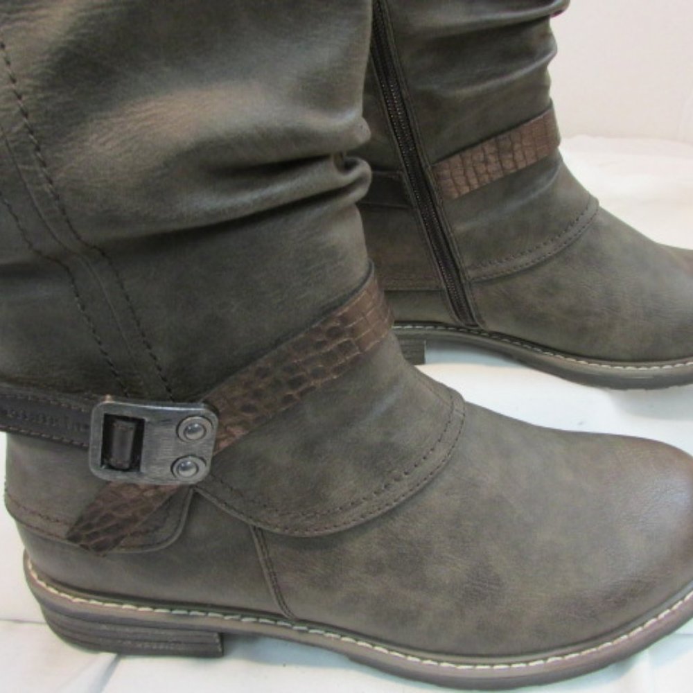 Emmshu "Clesy" Brown Tall Boot with Buckle Detail